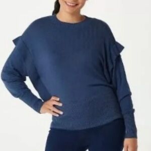 Zuda Women Navy Ecovero Pullover beyond fiber Sweater 4X NEW (S3)